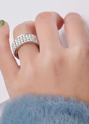 Каблучка з білим каменем нержавіюча сталь в сріблі 22р