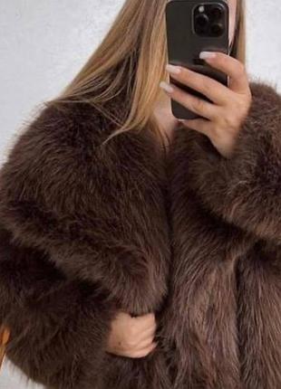 Шуба женская автоледи коричневая эко тренд мода стиль