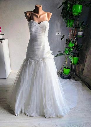 Новое свадебное платье с шлейфом, шикарное свадебное платье р, с-м