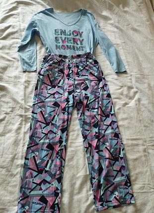 Голубая пижама, лонгслив, штаны, 2 хл 🩵