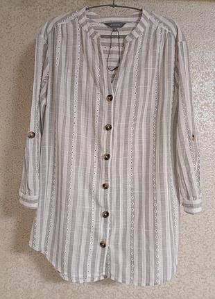 Актуальная блузка блуза рубашка женская рубашка полоска вышивка перфорация ришелье бренд principles,р.14