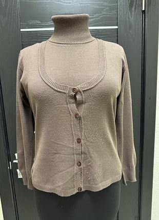 Кофта га ґудзиках + водолазка, набір двійка, кардиган