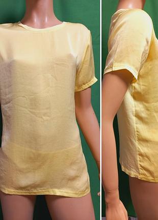 Жёлто-лимонная комбинированная футболка zara