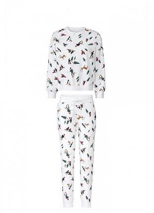 Костюм esmara (толстовка+штани) жіночий  різдвяний  білий на флісі,розмір s,м,l