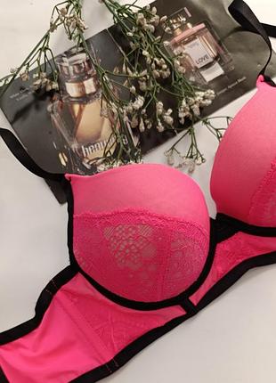 Бюстгальтер ажурный розовый бюст кружевной лиф кружевый hunkemoller 34b 75b 70c