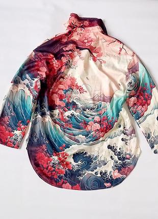 Рубашка невероятный принт, японский мотив