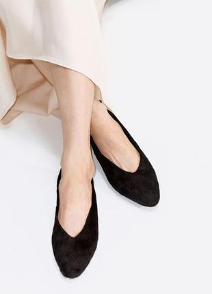 Шкіряні коричневі балетки жіночі чорні hm new