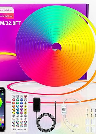 Світлодіодна неонова стрічка cozylady rgb neon 10м. bluetooth-додаток, пульт дк, водонепроникна