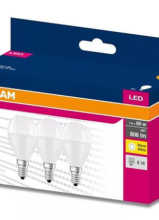 Світлодіодна лампа osram led value cl p60 6.5w/840 230v fr e14. 3 шт