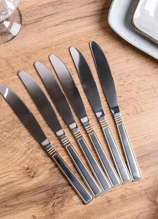 Набор столовых ножей 6 шт нержавеющая сталь хром из золотом hp700