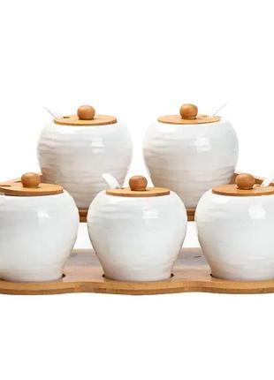 Набір банок для сипучих продуктів з 5 штук по 250 мл керамічний hp1253 hp1253