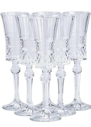 Бокалы для шампанского на высокой ножке 6 штук по 145 мл hp51b