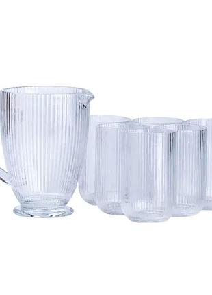Набор стеклянный кувшин и 6 стаканов  прозрачный hp535