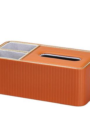 Салфетница на стол из эко-кожи с двумя отделениями 27 х 13.5 х 10 см коричневый hpdy9291br