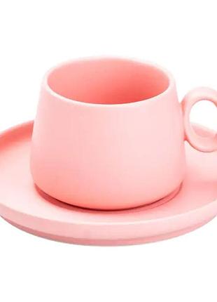 Чашка с блюдцем керамическая 300 мл розовая hp7209p