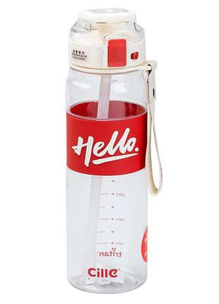 Бутылка для воды 860 мл тритан с ремешком и ручкой красная hp17303r