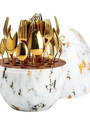 Набор столовых приборов на 6 персон из нержавеющей стали 24 штуки с подставкой яйцо hp7884