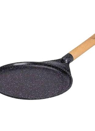 Алюмінієва млинцева сковорода з мармуровим антипригарним покриттям ø 26 см, товсте дно mgc black hp-4-429b