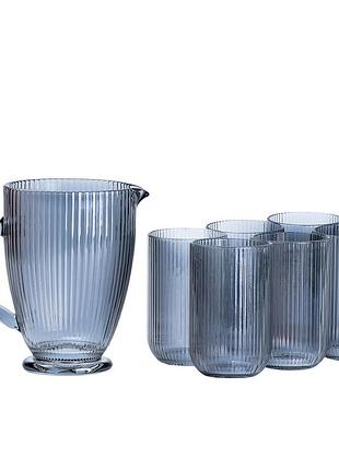 Набор стеклянный кувшин и 6 стаканов янтарный hp542