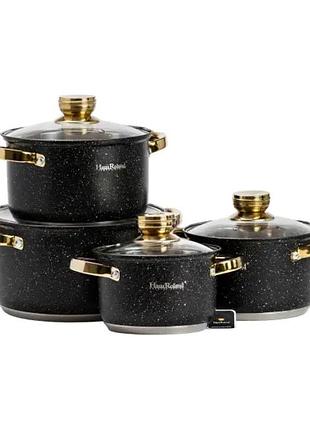 Набор кастрюль из нержавеющей стали 4 шт 6,1/3,9/2,8/2,1 л черный hp33522