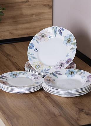 Столовый сервиз керамический на 6 персон, 18 предметов, белый, hp-7-717