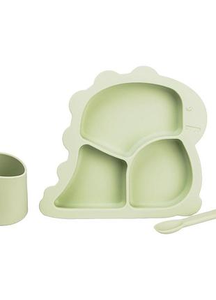 Детский набор силиконовой посуды 3 предмета зеленый hp34545g