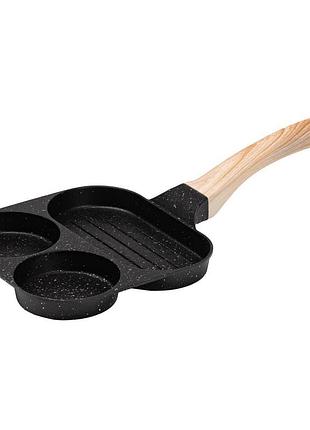 Сковорода квадратная порционная на 3 секции с антипригарным покрытием черная hp39571b