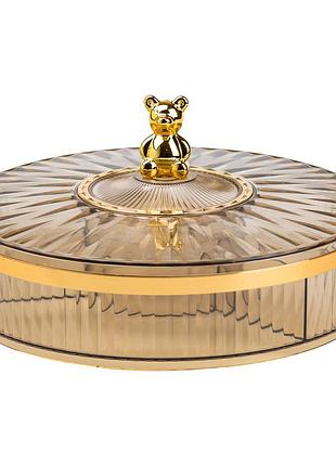 Конфетница пластиковая на 4 отделения круглая 26 см tea color hp48629g