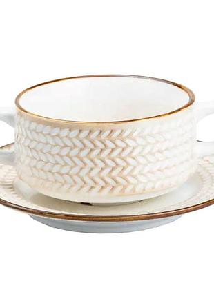 Тарелка для супа глубокая 300 мл с блюдцем hp23388