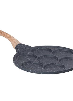 Сковорода с антипригарным покрытием 26 см для блинов, яиц и оладьев, 7-секционная круглая серая hp-39-582-c