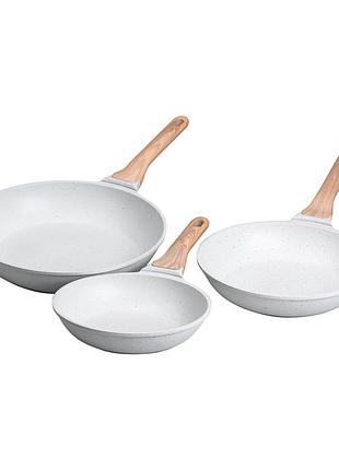 Набор алюминиевых сковородок с толстым дном из 3 предметов mgc белый hp-4-410w