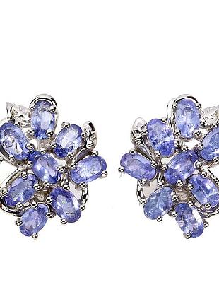 Серьги серебро 925 натуральный танзанит