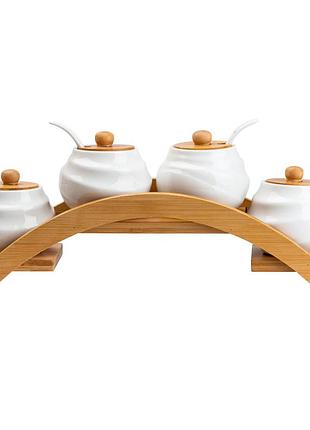 Набір для спецій 4 шт по 200 мл із кришками та ложками hp-1200