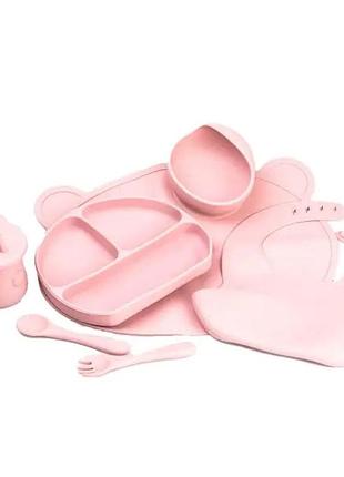 Детский набор силиконовой посуды 7 предметов розовый hp34546p