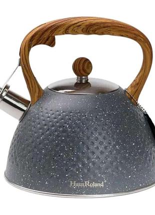 Чайник на 3 литра со свистком серый тройное дно hp33535g