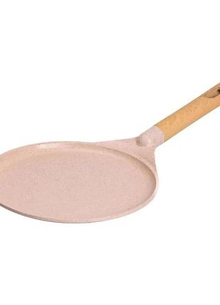 Алюмінієва млинцева сковорода з мармуровим антипригарним покриттям ø 26 см, товсте дно mgc бежевий hp-4-429cr