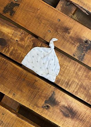 Детская хлопковая шапочка с принтом tu (ту 0-3 мес идеал оригинал бело-серая)