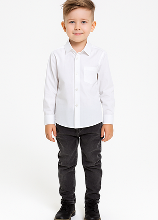 Классическая белая рубашка с длинным рукавом для мальчика jocko