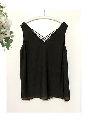 3xl майка чорна з перехресними смужками чорна вільна поліестер блузка блуза без рукава