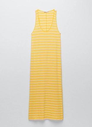 Жовта трикотажна сукня у смужку zara join life, розмір m