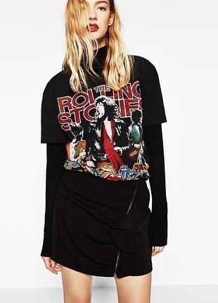 Чорна міні-спідниця з блискавкою zara