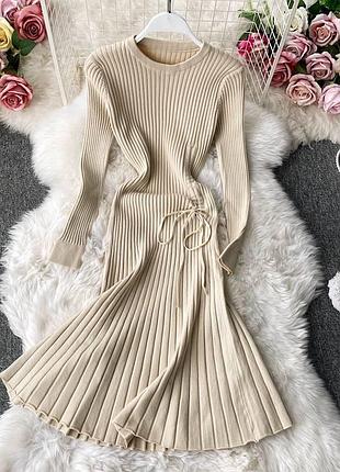 Є накладений платіж🌸 гарна трикотажна сукня приталеного силуету з довгими рукавами, у кольорах🔥