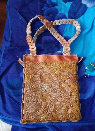 Сумка шкіряна з клаптиків