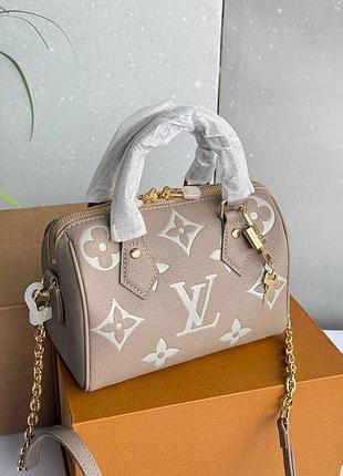 Сумка бежева з візерунком бочонок люкс якість