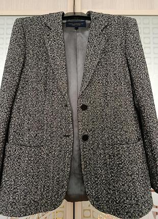 Піджак жіночий, розмір 14 (48), чоно-біла кашка. 80 відсоток вовни.ирланський бренд paul costelloe.