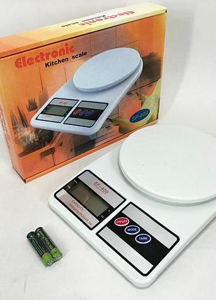 Весы кухонные электронные domotec sf-400 с lcd дисплеем белые до 10 кг