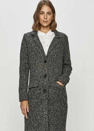 Пальто прямого кроя с карманами серое женское без утепления