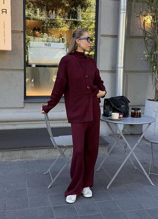 Вязаный костюм тройка топ кардиган и брюки пряжа хлопок