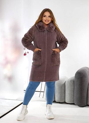 Женское пальто из альпаки до 56 размера