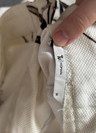 Спідниця-міді, жіноча, біла з квітами, висока посадка